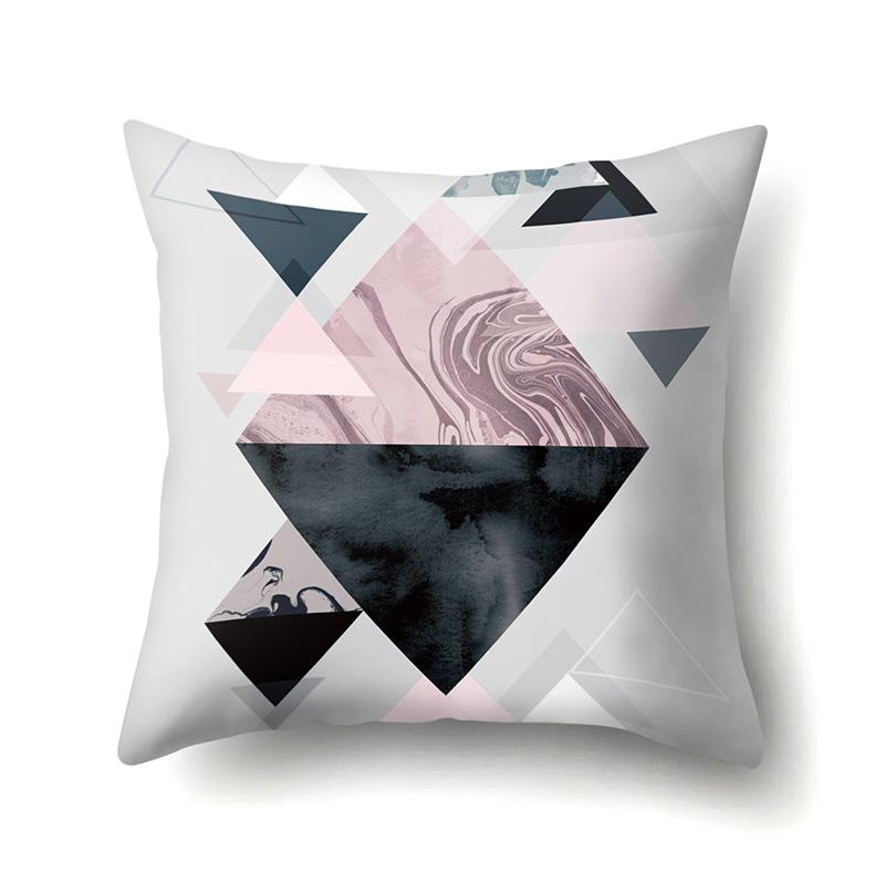 Polyester Pillowcase Marble Nordic Ins Style Geometric Printed Peach Leather Velvet Living Room Sofa Pillowcase