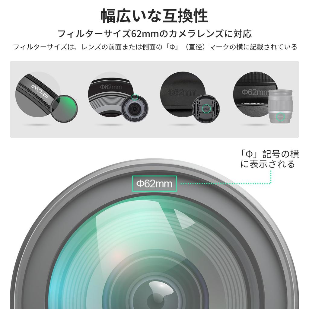 NEEWER 62mm Lens Cap Made of Inner and Cleaning Cloth Lens Protector Lens Compatible with Universal Cameras Set, 2-Piece Set, ABS, Waterproof,
