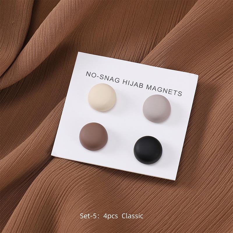 4Pairs / Card Matte Magnet Hijab Pins for Muslim Ramadan Headscarf Women Shawl Strong Magnetic Button Headscarf Magnetic Brooch