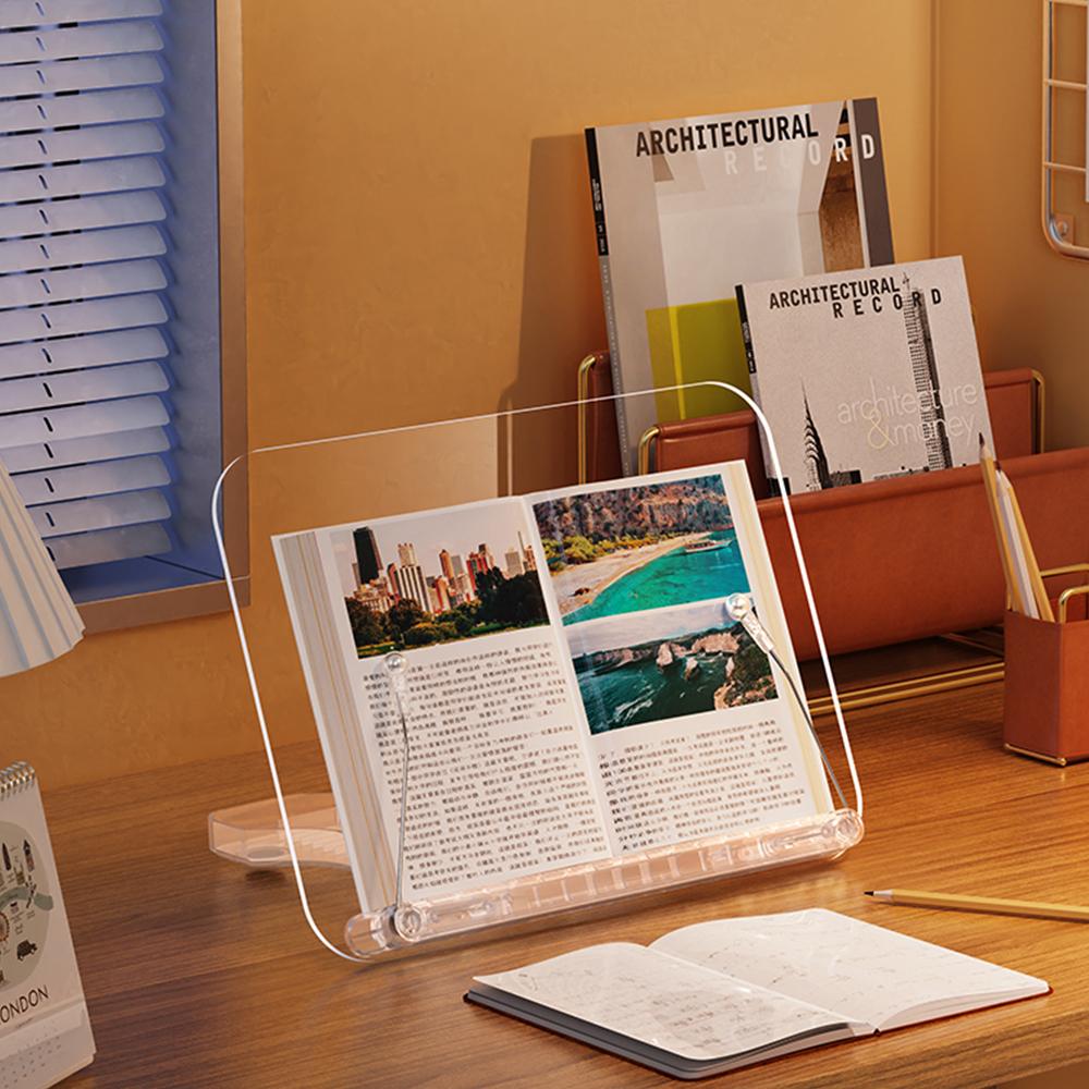 Stojak na książki na biurko Akrylowy stojak do czytania Lekki przezroczysty uchwyt na książkę na książkę kucharską Składany 13 kątów