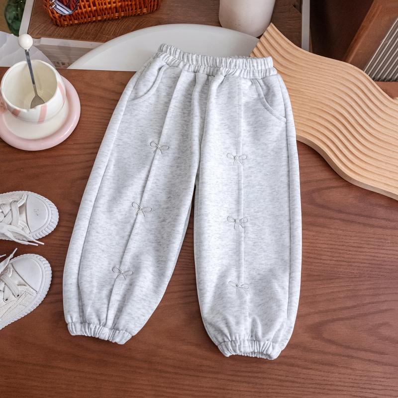 Toddler Girls Pants Autumn New Pearl Bowknot Embroidery Baby Girls Sport Pants Loose Elastic Waist Kids Baby Girls Sweatpants