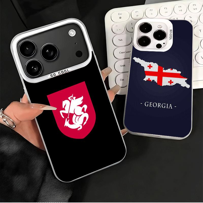 Georgia Passport Flag Shockproof Phone Case for iPhone 17 Air 16 16E 15 Pro Max 14 Plus 13 Mini 12 Back Cover Anti Fall Fundas