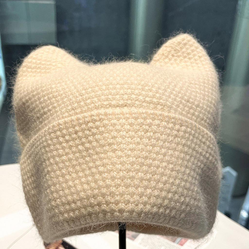 Cats Ear Knitted Hat Women Crochet Hat Warm Winter Hat Soft Crochet Hat Windproof Snow Hat for Women Outdoor Activity