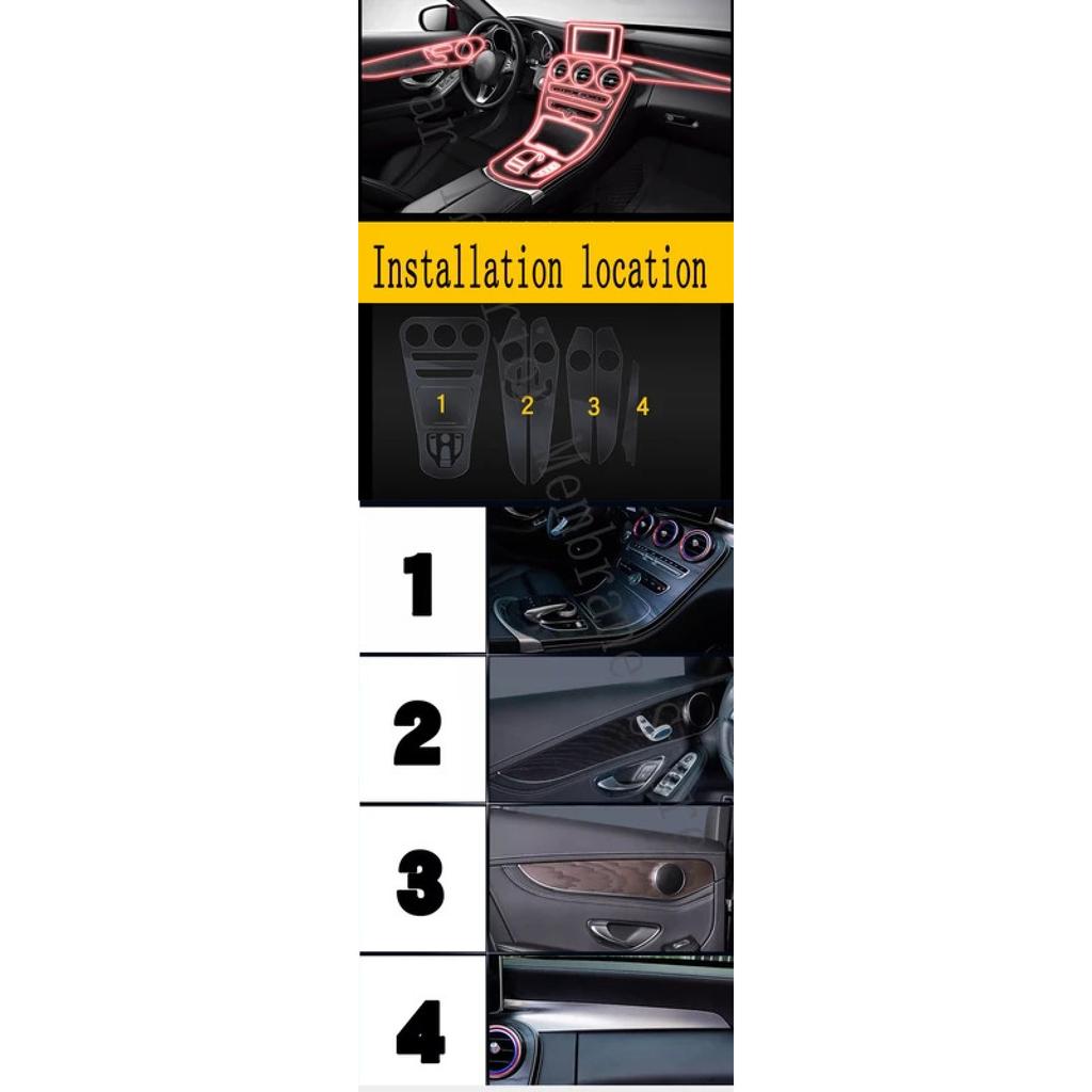 For Mercedes-Benz Classe GLC W205 X253 Car Interior Center Console Transparent TPU Protective Film Anti-scratch Repair Film