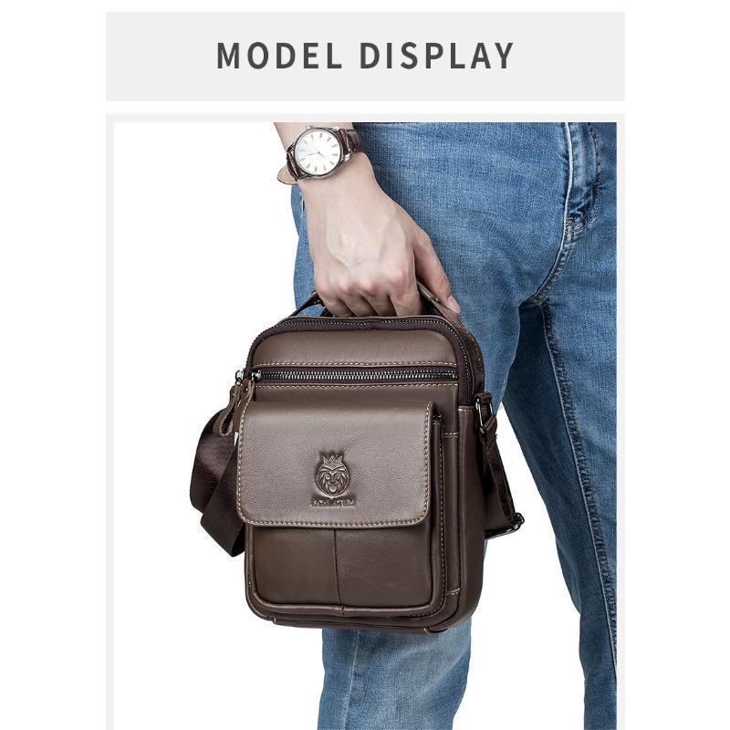 Top-Grain Leather Messenger Bag for Men