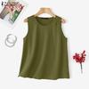 ZANZEA Women Casual Round Neck Summer Sleeveless Tank Tops