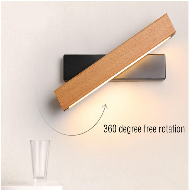 6W LED Acrylic Kinkiet Bedroom Night Wound Night Rotary Reading Wooden Kinkiet Kinkiet (Warm Light)