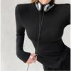 Elastic Tight Sexy Lapel Long Sleeve T-shirt Women Hottie Turndown Collar Slim Undershirt Inside Velveteen Sports Shirt Casual
