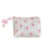Bolsa pequeña de maquillaje con lazo estampado en rosa y negro para mujer, práctica minicaja para lápiz labial, neceser, bolsa para guardar toallas sanitarias.