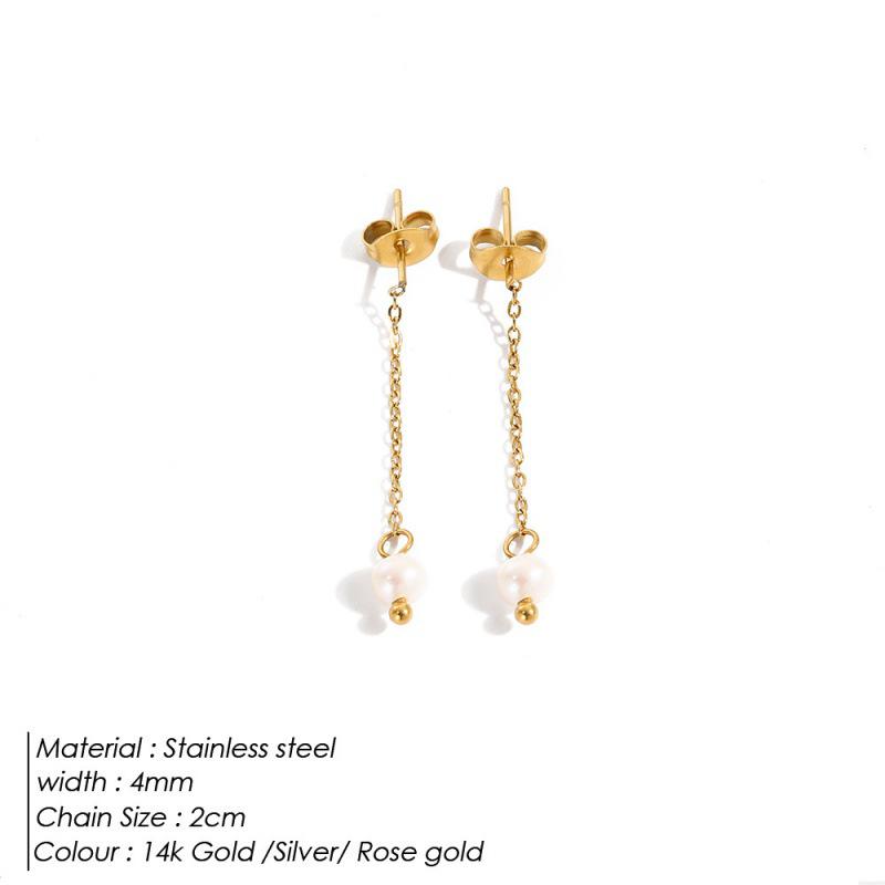 

Серьги-пусеты из пресноводного жемчуга с золотым покрытием - Элегантные, Простые Украшения из Титановой Стали