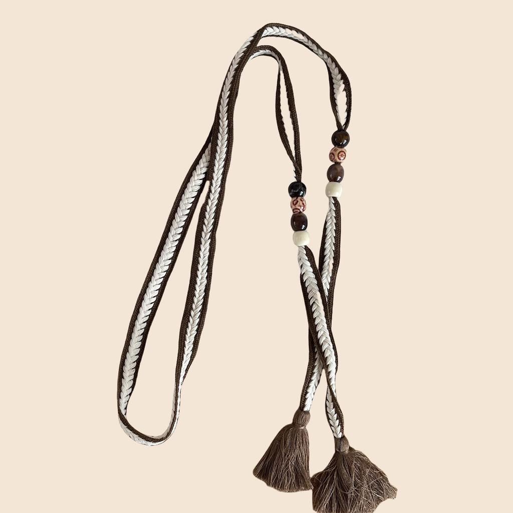 Bohemian Summer 2025 Cotton Rope Woven Belt with Tassel for Dresses