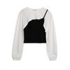 Fake Two-piece Suspender Long Sleeved T-shirt Top Women's Pure Desire Short Top Hottie Streetwear New Fashion Spring and Summer