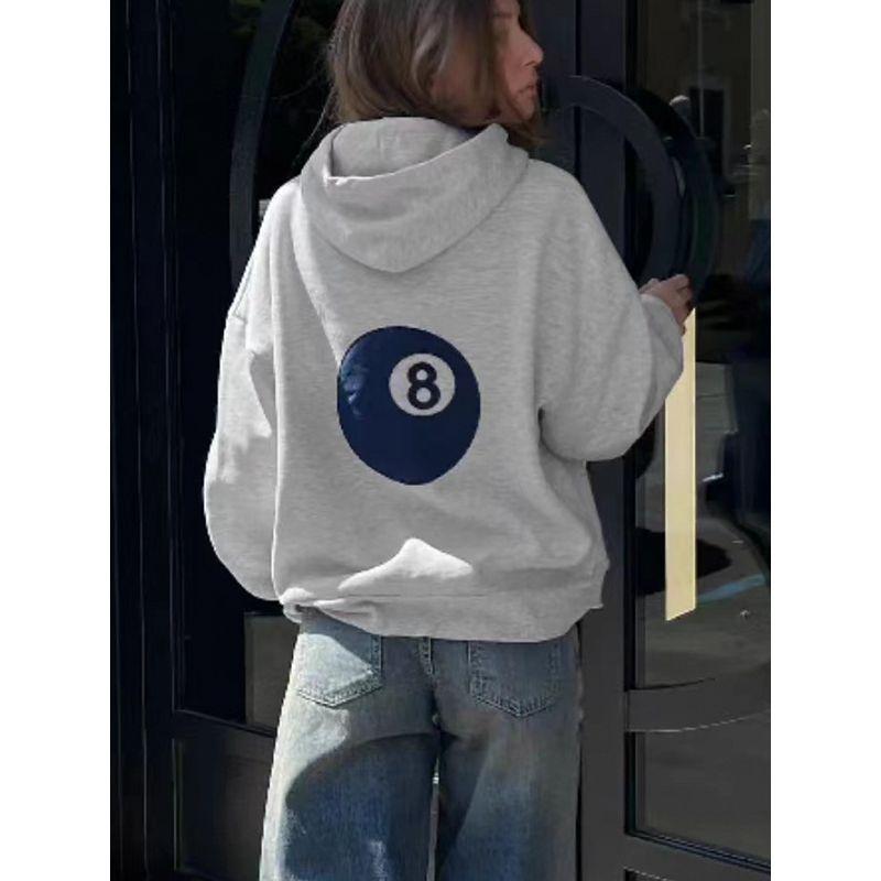 

Subdued 2024 Fall and Winter New Arrival Number 8 Printed Pullover Sweatshirt Female Loose Lazy Coat Female Gray M