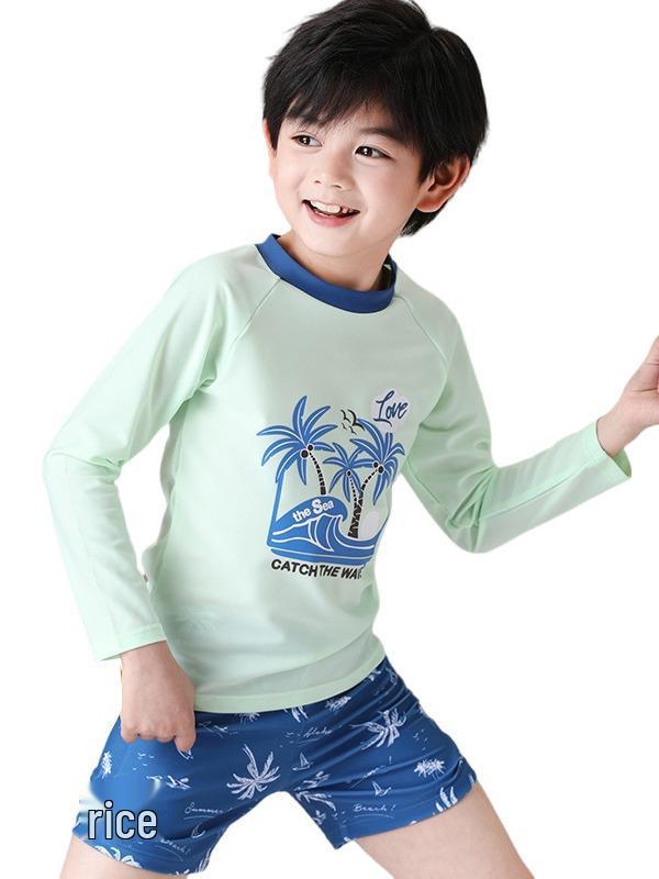 2026 Boys' Sun Protection Swimwear: Two-Piece Kids' Swimsuit & Trunks