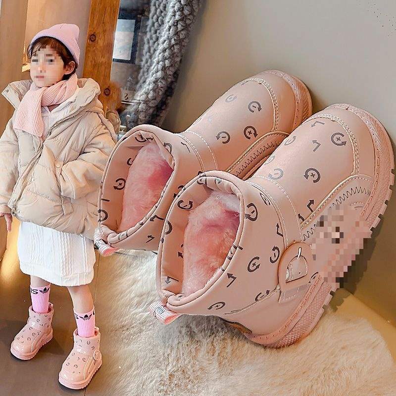 

Детские теплые зимние сапоги 2025 Зимние Новые Девочковые Сапоги из Флиса с Утолщенной Подошвой для Детей Среднего и Старшего Возраста Мальчиковые Теплые Сапоги 30 yards inner length 18.5cm розовый