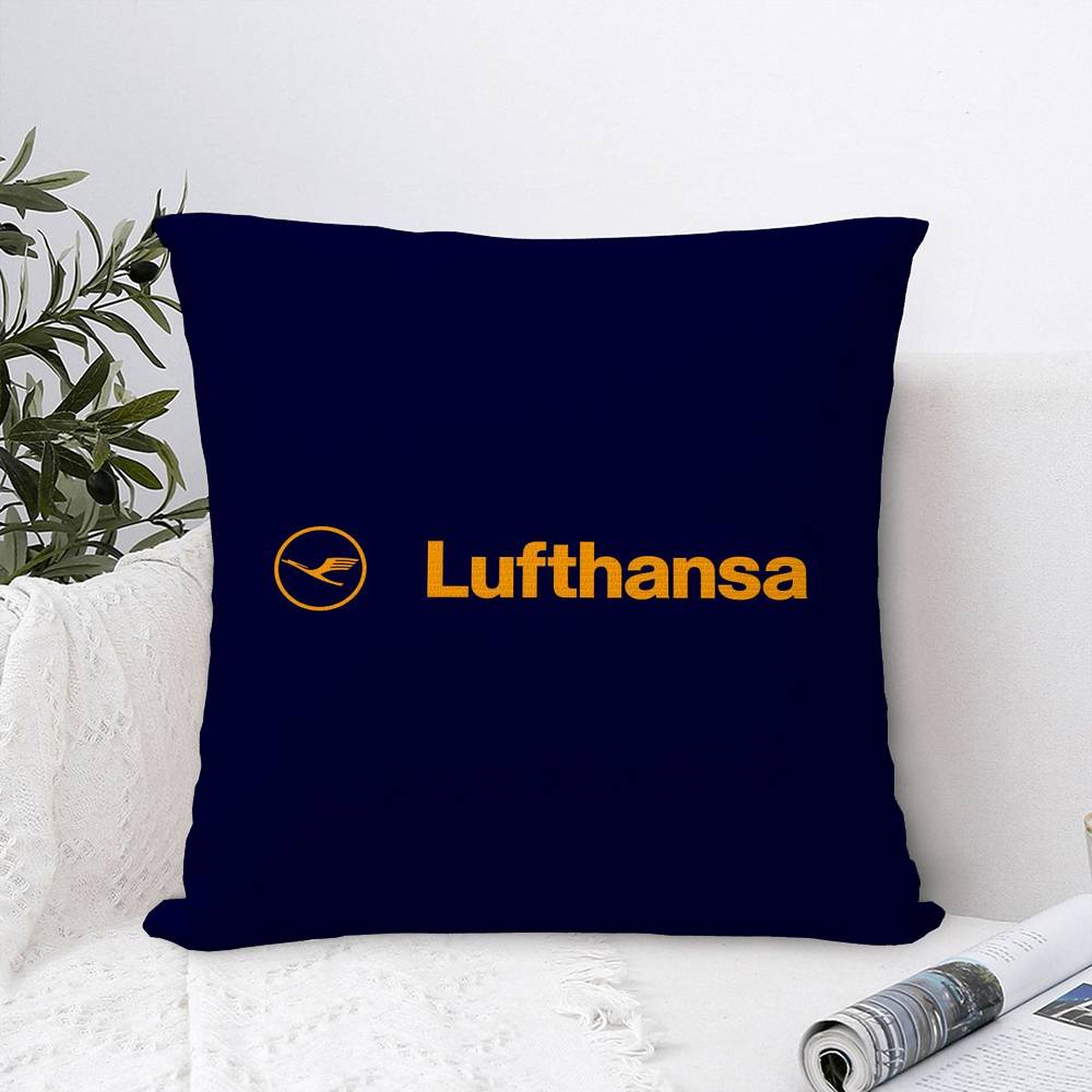

L-Lufthansa German Airlines Pillow Case Sofa Decorative Home Double-sided Print Plush Square Throw Pillow Covers Cushion Decor 12x12Inch