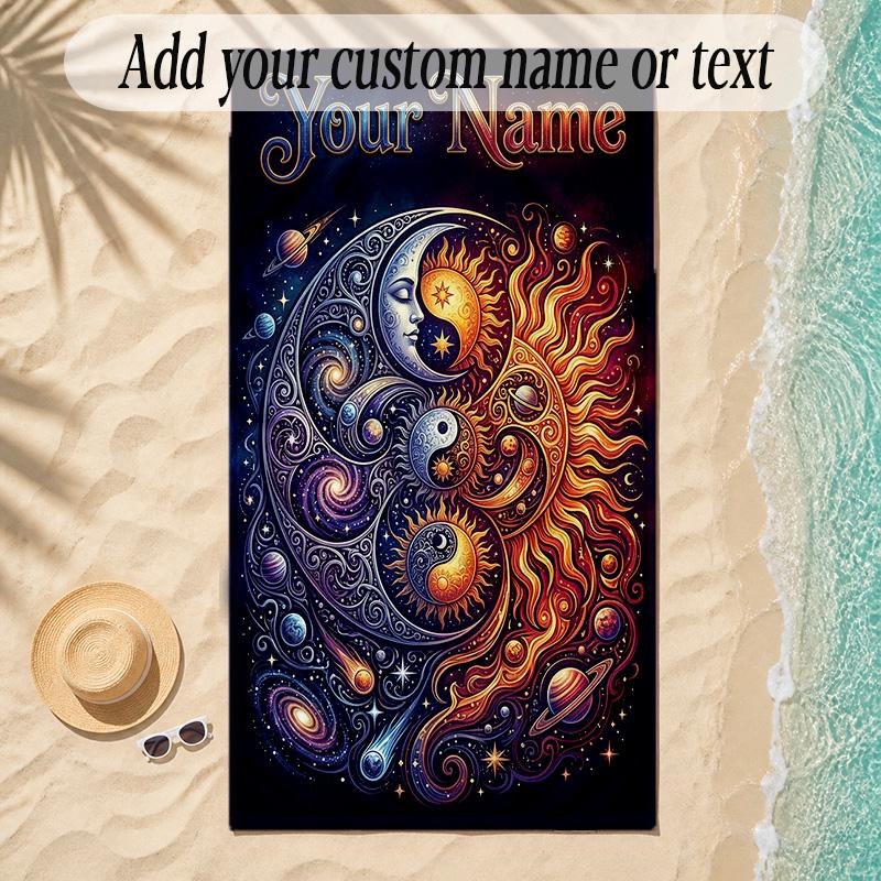 Cosmic Theme Soft Beach Towel Personalized Custom Name Text Towel Portable for Beach Pool Travel
