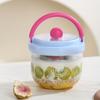 Portable Salad Bowl with Built-In Fork & Lid 600ml Double-Layer Plastic Jar for Overnight Oats Fruit Meal Prep Snack Container for Gym Picnic Office