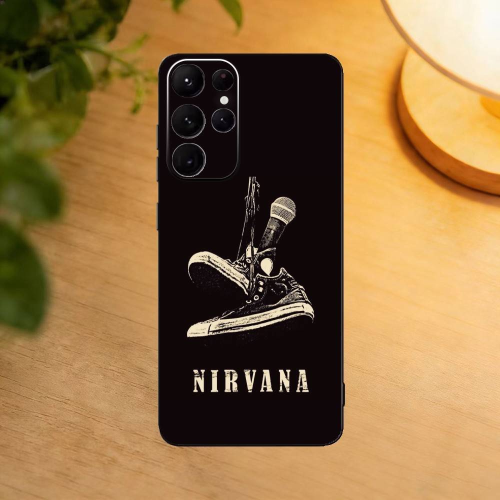 

Nirvana Rock Band Phone Case For Samsung S25,24,23,22,30,21,10,9,Ultra,Plus,Lite Soft Black Case Samsung S24Plus