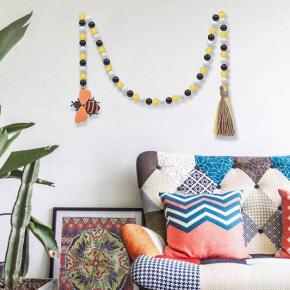 Wood Bead String Wood Bead Garland Farmhouse Beads Natural Prayer Wood String Beads Gifts Holiday Decorations