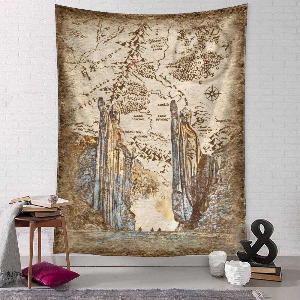 Retro Statue Map Tapestry Wall Hanging Hippie Tapiz Abstract Witchcraft Minimalist Bohemian Living Room Bedroom Home Decor