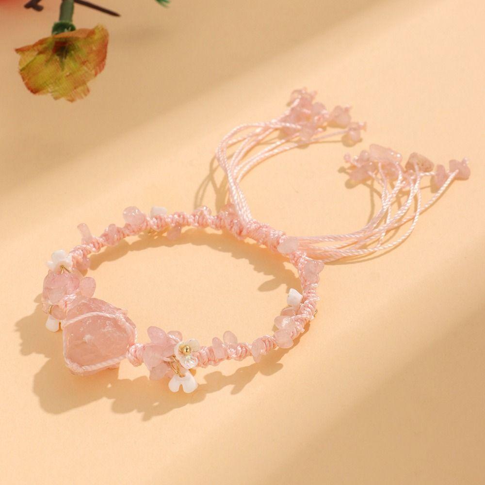Chinese Style Natural Crystal Bangle With Butterfly Pendant Weaving Crystal Bracelets  Children