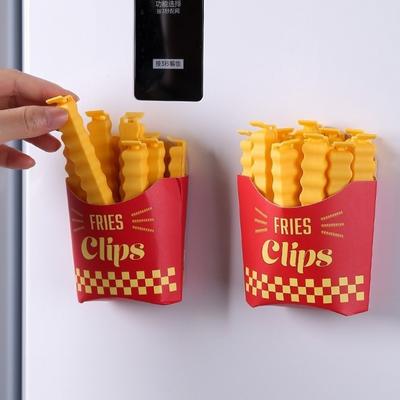 Ensemble de 12 pièces Clip de Scellage Multifonctionnel en Forme de Frite Autocollant Magnétique Clip de Scellage Réutilisable pour Snacks en Forme de Chips de Pomme de Terre