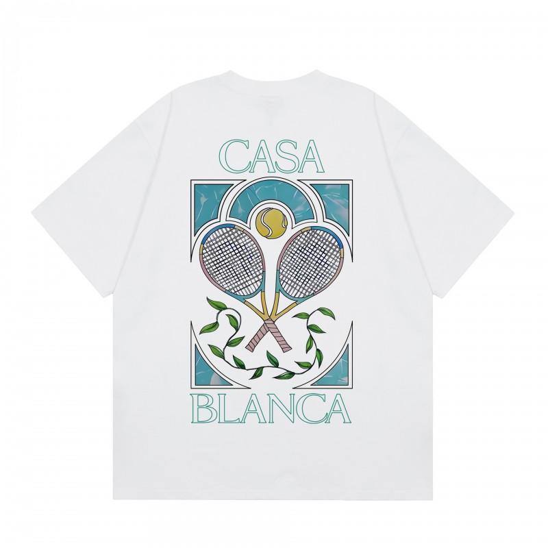 Casablanca Streetwear T-Shirt Men Women Loose Fit Short Sleeve Casual Tee High Street Style