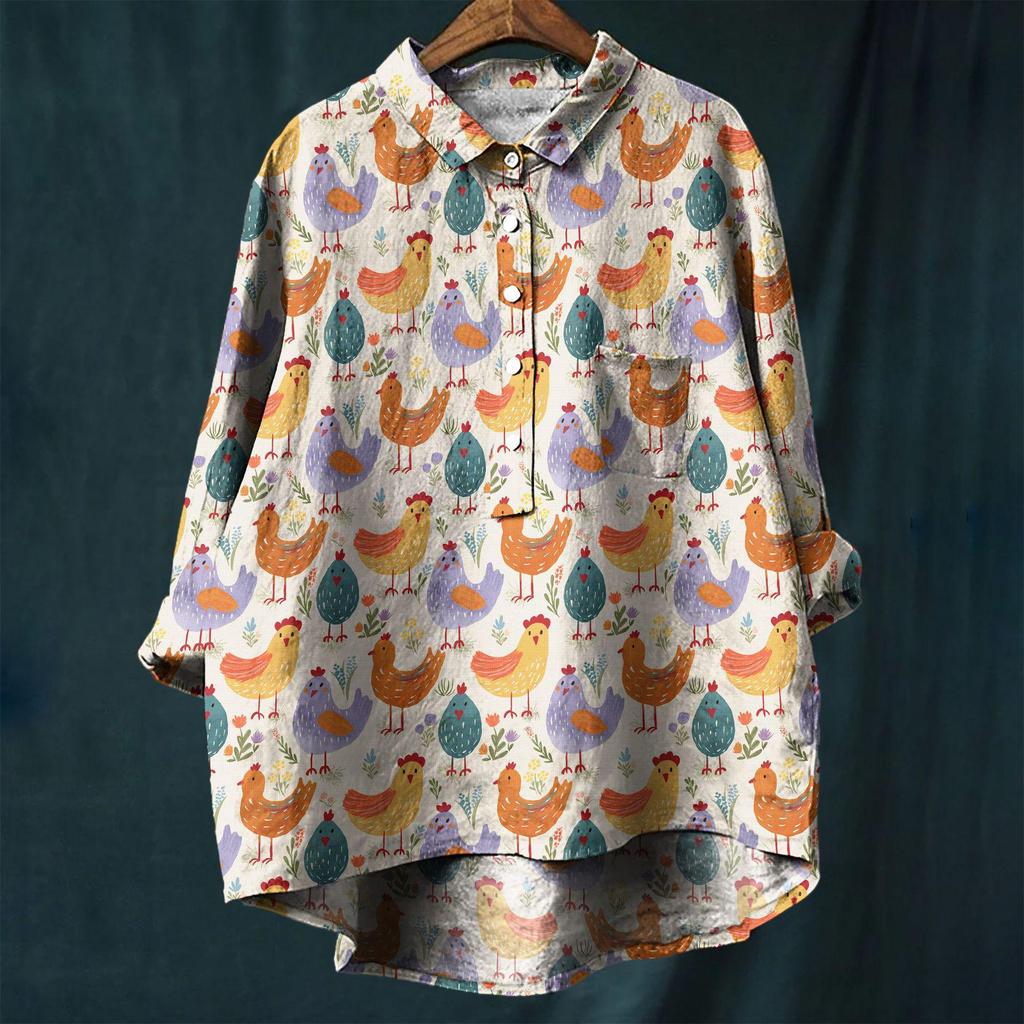 2025 European & American Casual Holiday Long-Sleeve Hawaiian Print Shirt