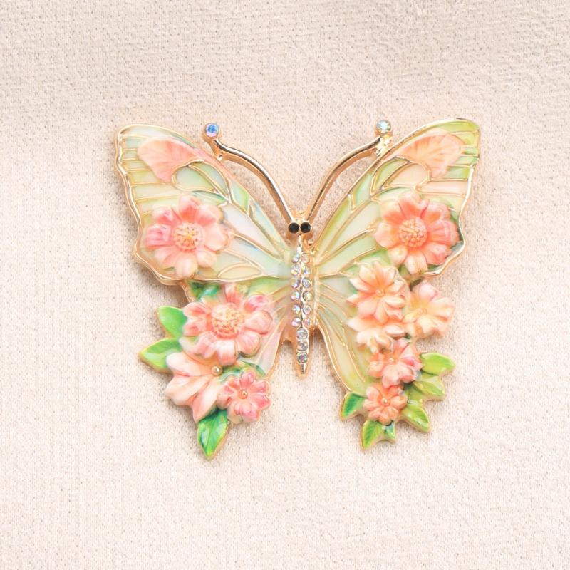 1Pcs Colorful Beautiful Insects Brooch Vintage Big Flower Butterfly Brooches For Women'S Clothes Pins Gifts