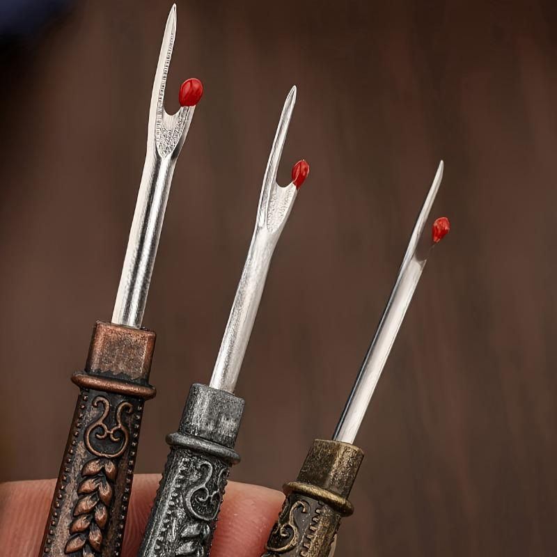 Mini Small Thread Remover Retro Metal Thread Remover Cross Stitch Embroidery Thread Picker Open Button Eye Hole Household Portable