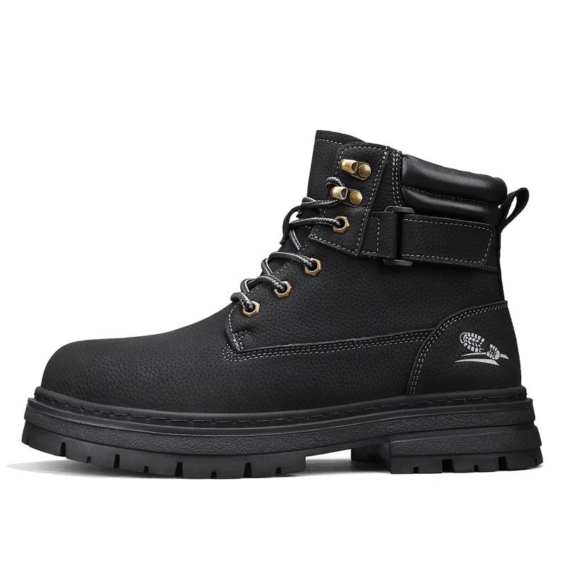 Men's High Top Boots Four Season Outdoor Work Shoes Anti Slip and Comfortable Yellow Boots Fashion British Casual Leather Boots