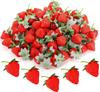 DIFEIUKI Set of Lifelike Artificial Strawberries with Food Fruit Home Wedding Realistic Photography Props 30-Piece Stems, Samples, Models, Kitchen,