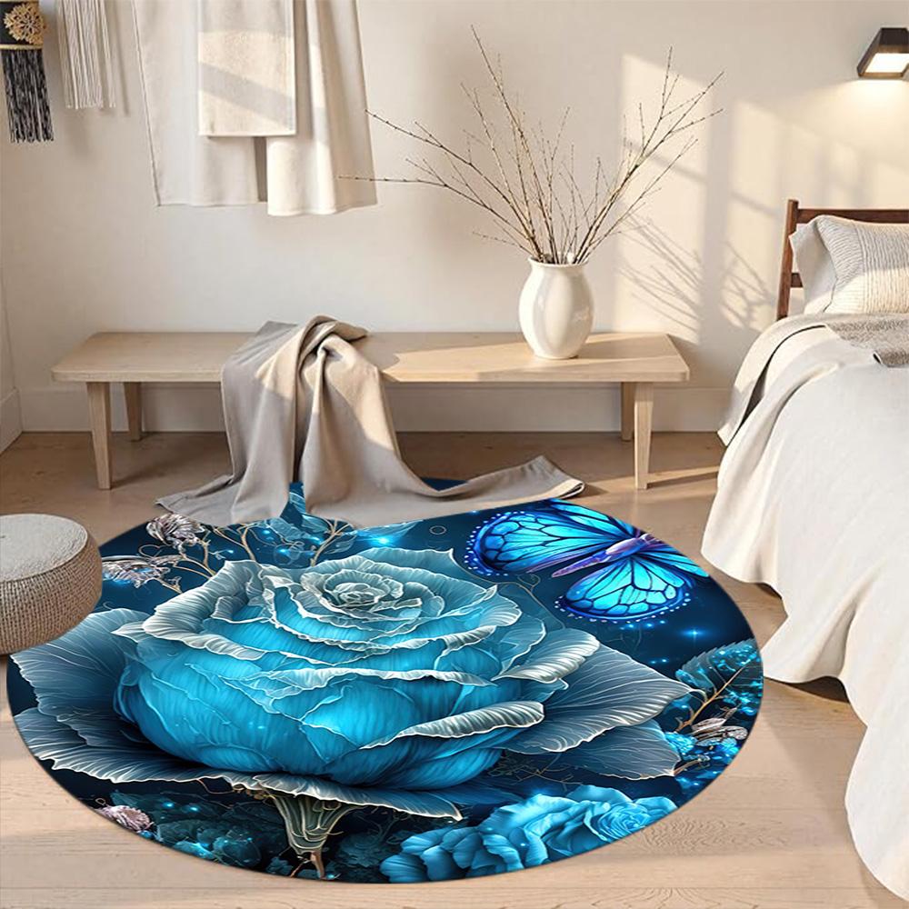 Flower Round Carpet Perfect for Bedrooms Dining Room Hallway Kitchen Anti-slip Round Rug Decorate Offices Perfect Birthday Christmas Gift Idea