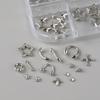 New 12 Grids Nail Charms Silvery Golden Alloy Nail Decor Y2K Self-Adhesive Manicure Accessories