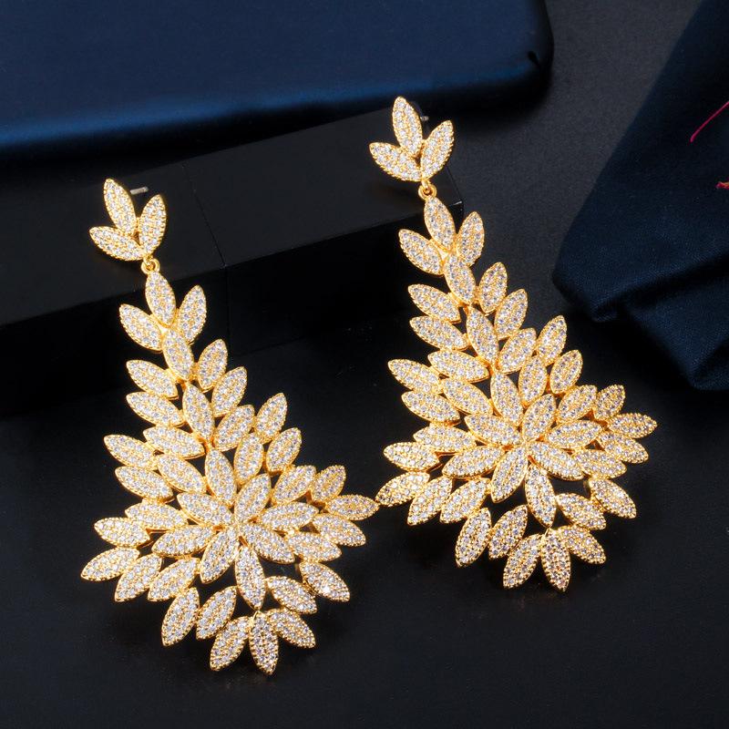 

E0305 Middle East Zircon Earrings Needle Three-Color Electroplating Process Ear Jewelry золотой