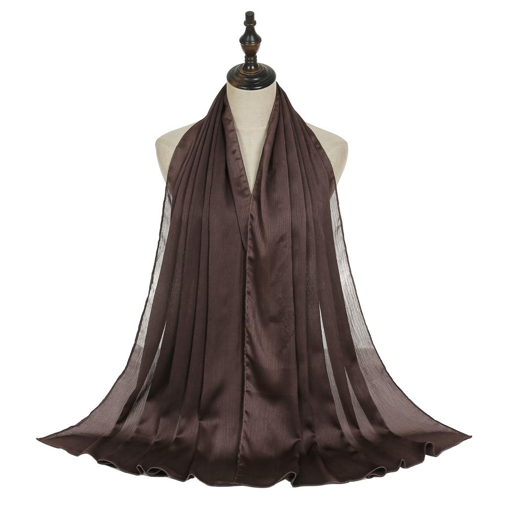 New Arrival Crinkle Satin Chiffon Hijab Scarf Plain Shawls Wrinkle Scarves Women Muslim Turban Solid Color Headscarf 36 Colors