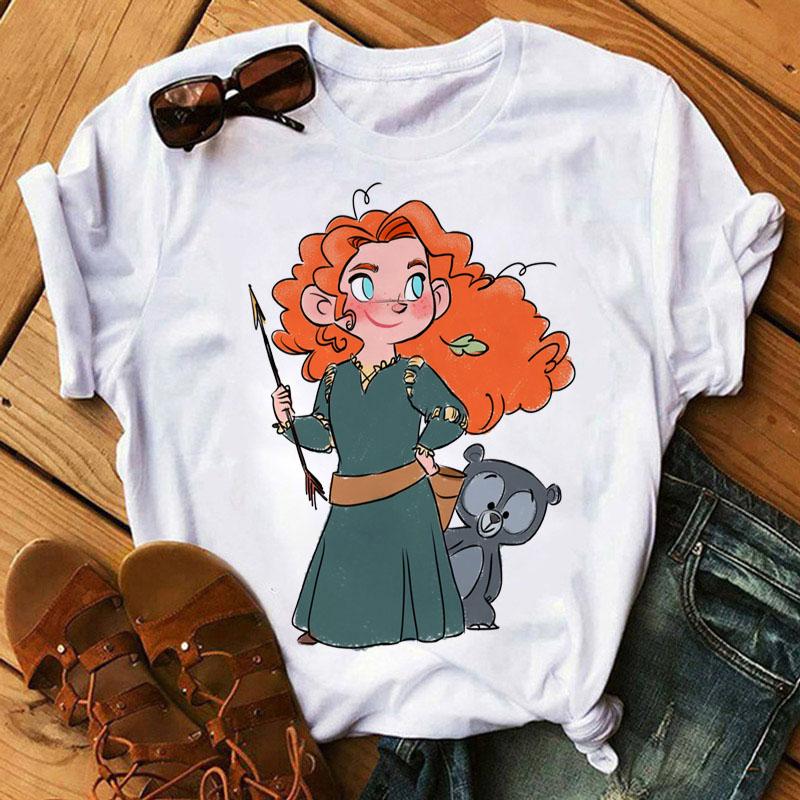 Disney Cartoon Princess Printed Women T-shirt Kawaii Graphic Printed T Shirt Summer Casual Short Sleeve Female Tops Tshirt Tees