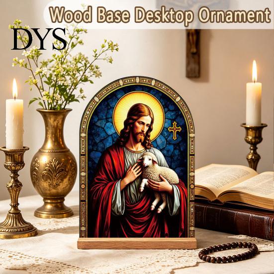 Exquisite Acrylic Table Centerpiece Catholic Statue Ornament, Tabletop Centerpiece, Freestanding Christian Unique Office Desk Accessories Religious