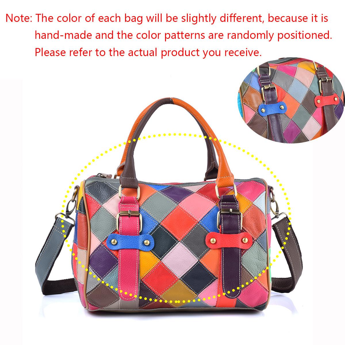 Cowhide Color Splicing Plaid Leather Women S Bag Trend Versatile Fashion Portable Messenger Bag Women S Bag