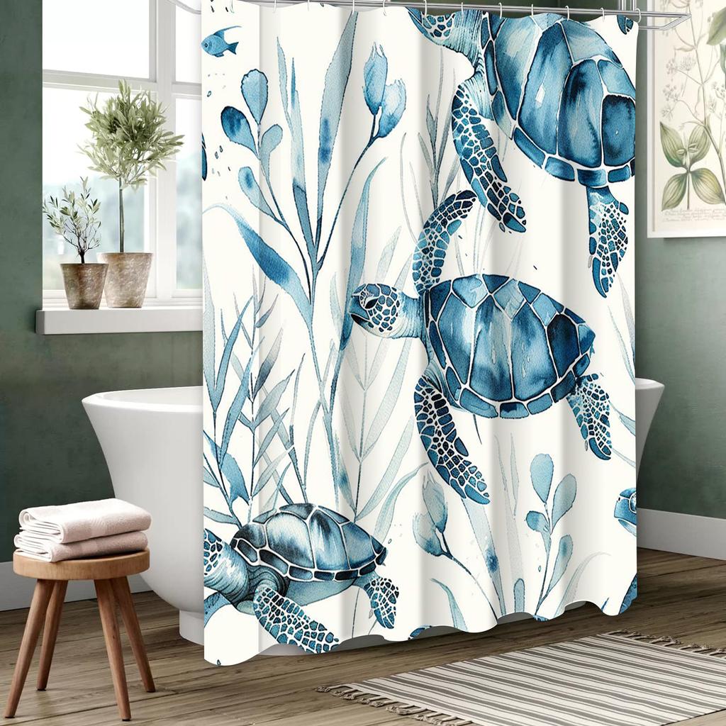 Želva Velryba chobotnice Koupelnový závěs Koupelnová písmena Sprchový závěs Vodotěsný S 12 háčky Ryby Domácí dekorace Doprava zdarma