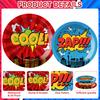 120 Pcs Super Theme Party Plates Cups And Napkins Forks For Comic Heroes Birthday Decorations 'S Action Sign Cityscape