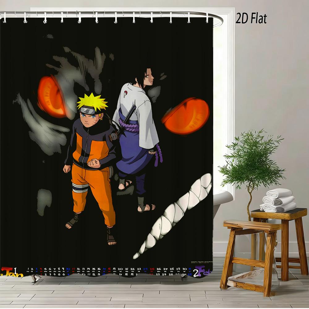2D Flat Naruto Anime Minato Namikaze Rasengan Print Waterproof Shower Curtain For Bathroom Decor