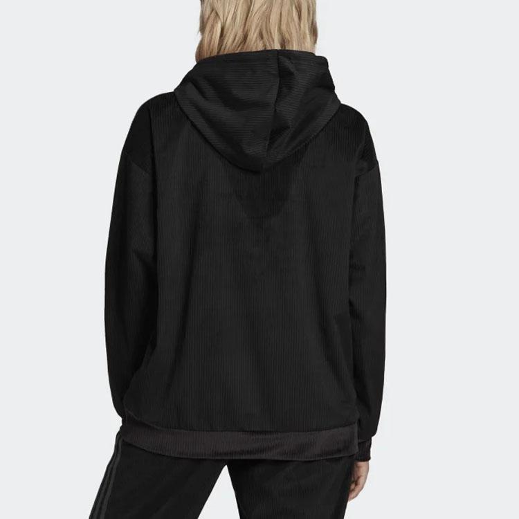 adidas Originals Corduroy Hooded Loose Fit Sweatshirt Women Sweatshirt Black GU0811