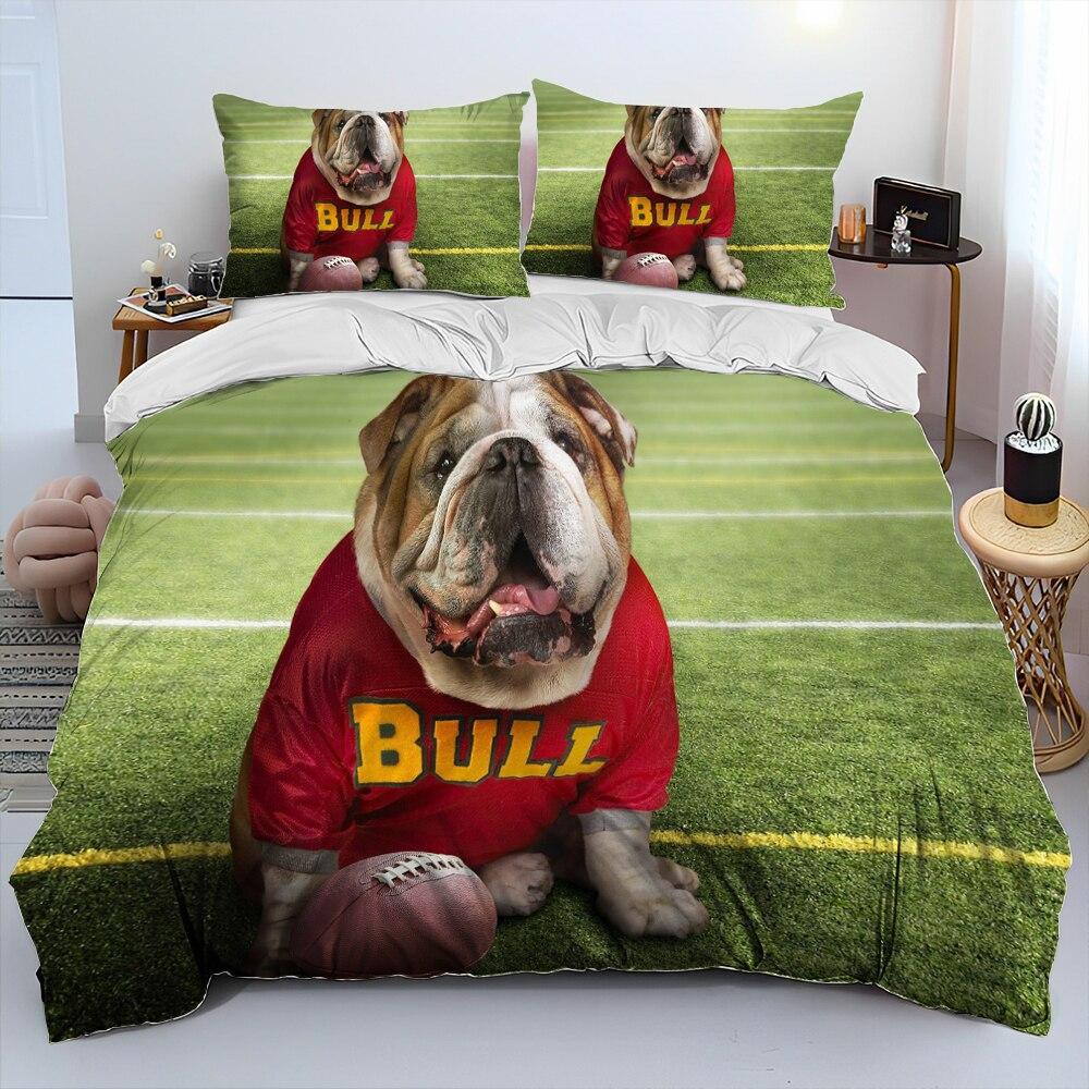 Three-Piece Digital Printing 3D Cute French Pit Bull Pet Puppy Quilt Cover Bedding Order