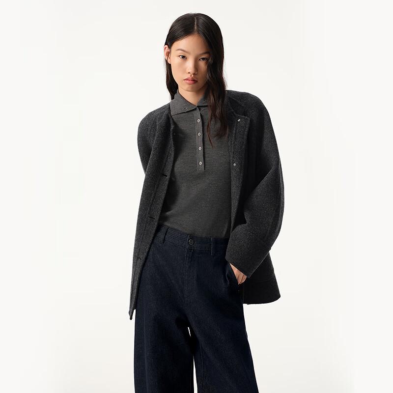 

Broadcast H-Line Scarf Collar Double-Faced Wool Blend Short Coat XS