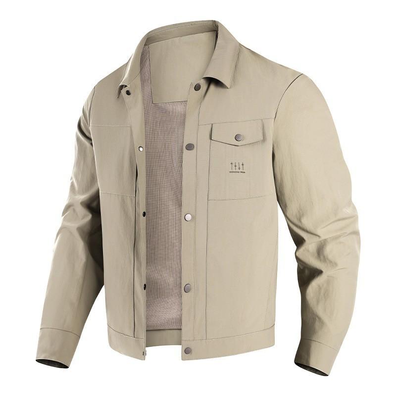 Mens 2026 Corduroy Workwear Jacket With Notched Collar Slim Fit Casual Outerwear In Khaki Red Navy