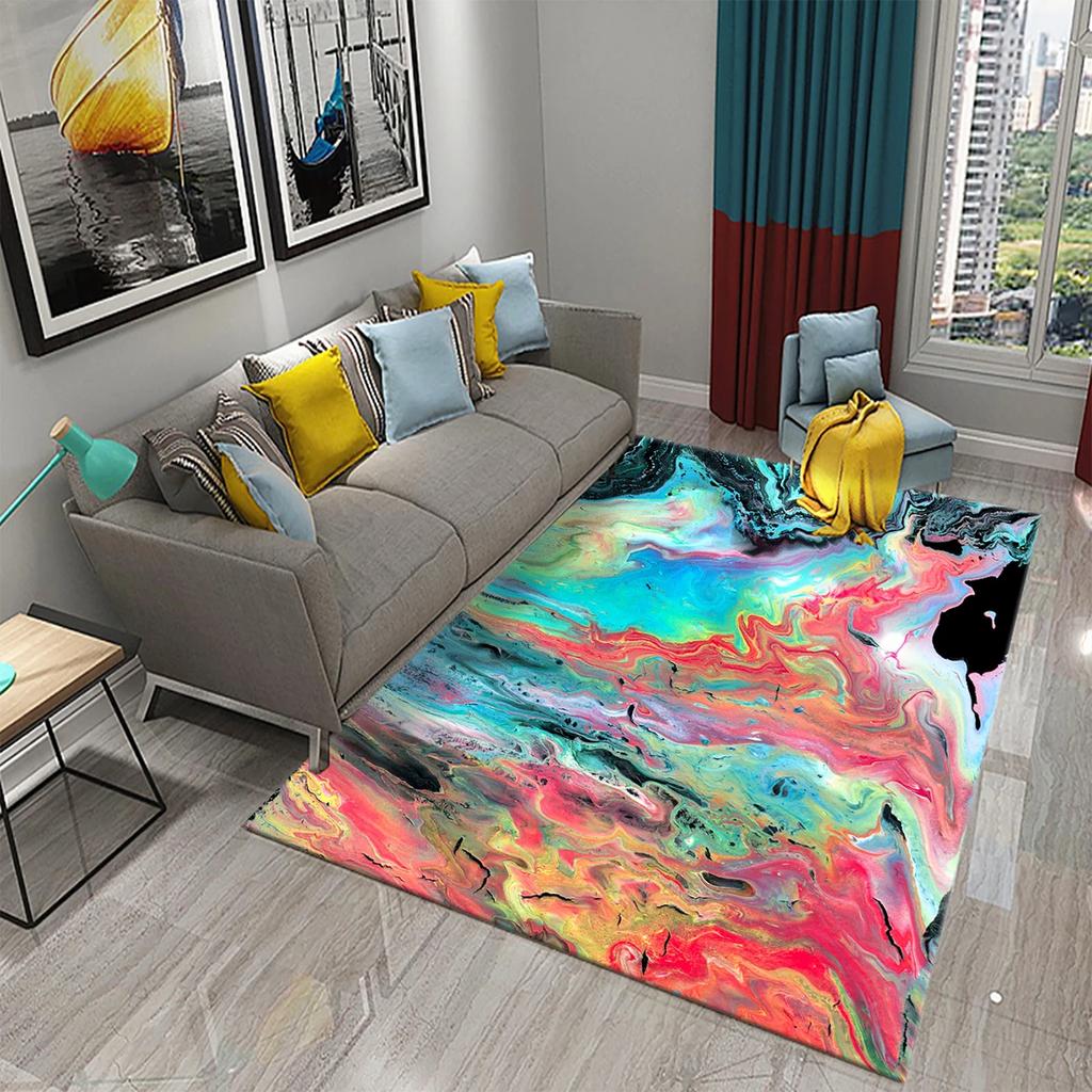 Colorful Marbling Carpet for Bedroom Bathroom Living Room Entryway Rug Non-Slip Rug Floor Carpet Kitchen Entry Rug Home Decor