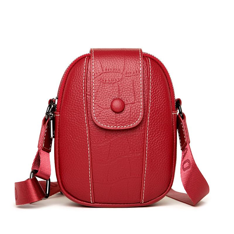 

Leather women s bag first layer cowhide mobile phone bag spring new fashion simple shoulder messenger bag small bag