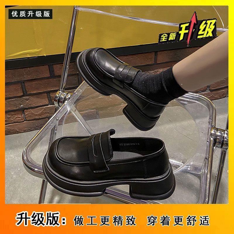 British style small leather shoes women's summer new super fire fashion versatile thick sole square head retro